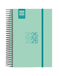 AGENDA ESCOLAR 2025-26 FINOCAM CATALAN ESPIR ESPIRAL tapa PP DP E8 120x171 con GOMA TURQUESA
