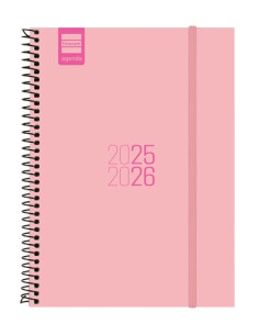 AGENDA ESCOLAR 2025-26 FINOCAM CATALAN ESPIR ESPIRAL tapa PP SV APAIS E10 155x212 con GOMA ROSA
