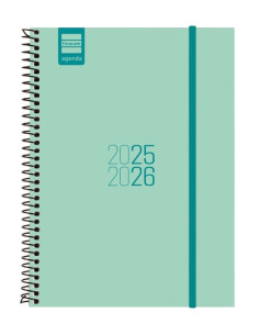 AGENDA ESCOLAR 2025-26 FINOCAM CATALAN ESPIR ESPIRAL tapa PP SV APAIS E10 155x212 con GOMA TURQUESA
