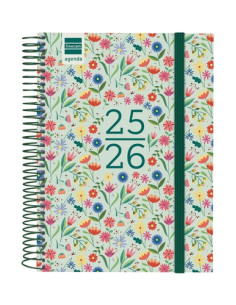AGENDA ESCOLAR 2025-26 FINOCAM CATALAN SECUNDARIA ESPIRAL tapa PP DP 4 155x212 con GOMA FIORI