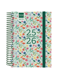 AGENDA ESCOLAR 2025-26 FINOCAM CATALAN SECUNDARIA ESPIRAL tapa PP DP 8 120x164 con GOMA FIORI