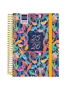 AGENDA ESCOLAR 2025-26 FINOCAM CATALAN SECUNDARIA ESPIRAL tapa PP DP 8 120x164 con GOMA TROPICAL