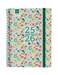 AGENDA ESCOLAR 2025-26 FINOCAM CATALAN SECUNDARIA ESPIRAL tapa PP SV APAIS 4 155x212 con GOMA FIORI