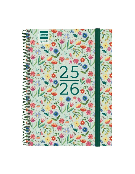AGENDA ESCOLAR 2025-26 FINOCAM CATALAN SECUNDARIA ESPIRAL tapa PP SV APAIS 4 155x212 con GOMA FIORI
