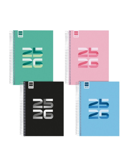 AGENDA ESCOLAR 2025-26 FINOCAM COOL ESPIRAL tapa EXTRADURA DP 4 155x212 PACK de 8