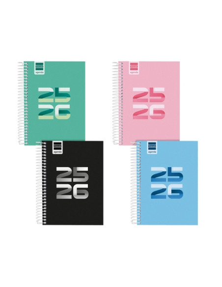 AGENDA ESCOLAR 2025-26 FINOCAM COOL ESPIRAL tapa EXTRADURA DP 8 120x164 SURTIDO PACK de 8