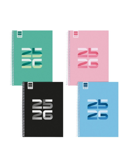 AGENDA ESCOLAR 2025-26 FINOCAM COOL ESPIRAL tapa EXTRADURA SV APAIS 4 155x212 SURTIDO PACK de 8