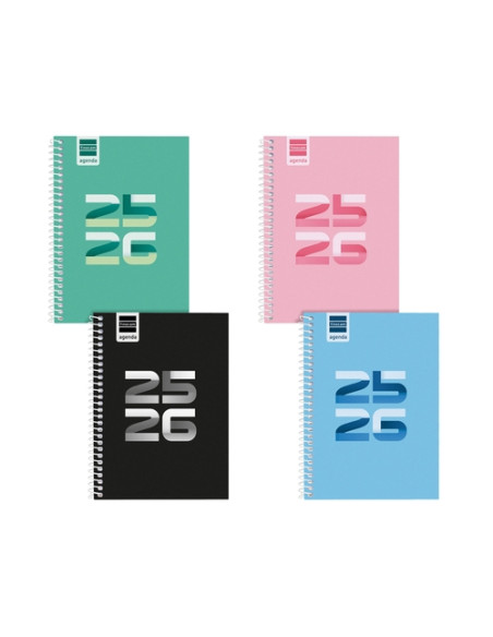 AGENDA ESCOLAR 2025-26 FINOCAM COOL ESPIRAL tapa EXTRADURA SV APAIS 8 120x164 SURTIDO PACK de 8