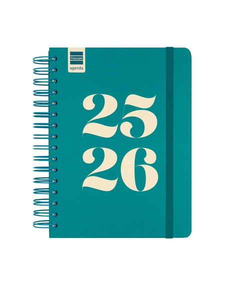 AGENDA ESCOLAR 2025-26 FINOCAM COSMO WIRE-O tapa EXTRA DP 4 155x212 con GOMA AQUA