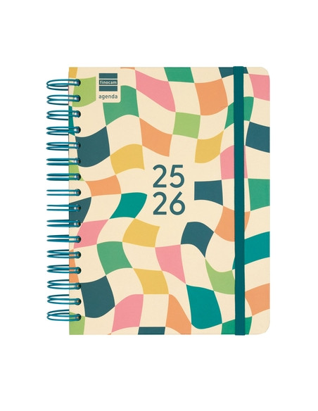 AGENDA ESCOLAR 2025-26 FINOCAM COSMO WIRE-O tapa EXTRA DP 4 155x212 con GOMA KAI