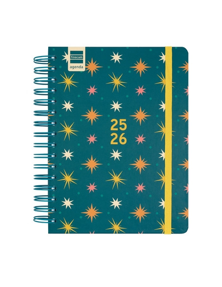 AGENDA ESCOLAR 2025-26 FINOCAM COSMO WIRE-O tapa EXTRA DP 4 155x212 con GOMA STARS