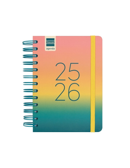 AGENDA ESCOLAR 2025-26 FINOCAM COSMO WIRE-O tapa EXTRA DP 8 120x169 con GOMA IRIS
