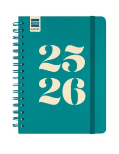 AGENDA ESCOLAR 2025-26 FINOCAM COSMO WIRE-O tapa EXTRA SV APAIS 4 155x212 con GOMA AQUA