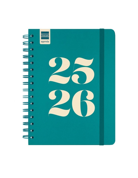 AGENDA ESCOLAR 2025-26 FINOCAM COSMO WIRE-O tapa EXTRA SV APAIS 4 155x212 con GOMA AQUA