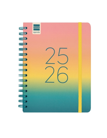 AGENDA ESCOLAR 2025-26 FINOCAM COSMO WIRE-O tapa EXTRA SV APAIS 4 155x212 con GOMA IRIS