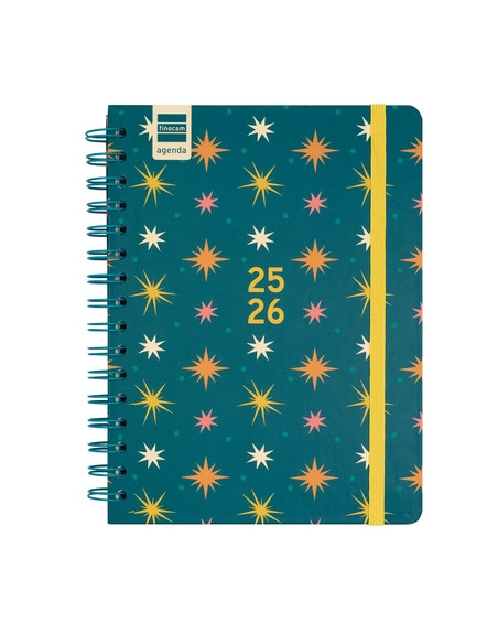 AGENDA ESCOLAR 2025-26 FINOCAM COSMO WIRE-O tapa EXTRA SV APAIS 4 155x212 con GOMA STARS