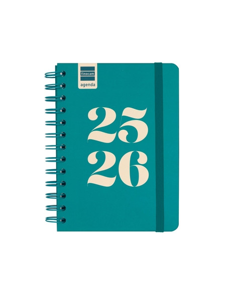 AGENDA ESCOLAR 2025-26 FINOCAM COSMO WIRE-O tapa EXTRA SV APAIS 8 120x169 con GOMA AQUA