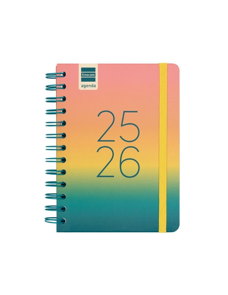AGENDA ESCOLAR 2025-26 FINOCAM COSMO WIRE-O tapa EXTRA SV APAIS 8 120x169 con GOMA IRIS