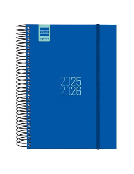AGENDA ESCOLAR 2025-26 FINOCAM ESPIR ESPIRAL tapa PP DP E10 155x212 con GOMA AZUL