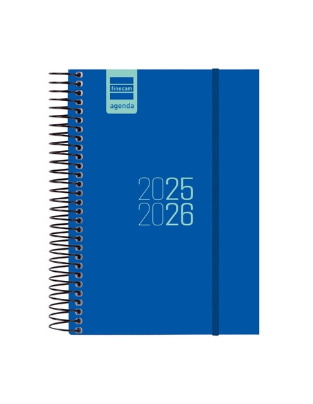 AGENDA ESCOLAR 2025-26 FINOCAM ESPIR ESPIRAL tapa PP DP E8 120x171 con GOMA AZUL