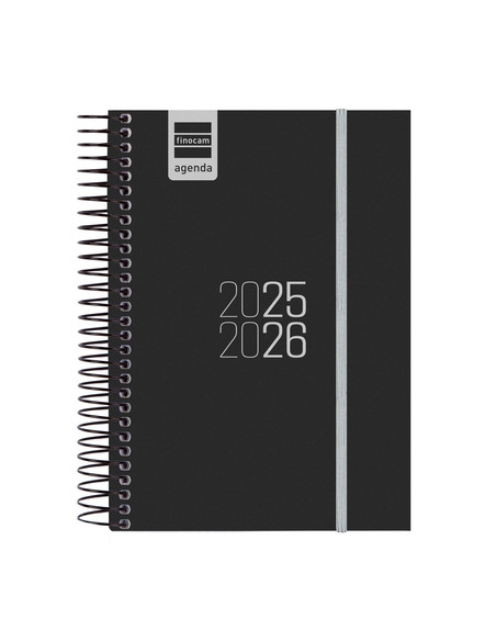 AGENDA ESCOLAR 2025-26 FINOCAM ESPIR ESPIRAL tapa PP DP E8 120x171 con GOMA NEGRO