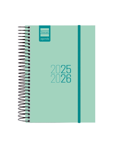 AGENDA ESCOLAR 2025-26 FINOCAM ESPIR ESPIRAL tapa PP DP E8 120x171 con GOMA TURQUESA