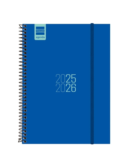 AGENDA ESCOLAR 2025-26 FINOCAM ESPIR ESPIRAL tapa PP SV APAIS E10 155x212 con GOMA AZUL