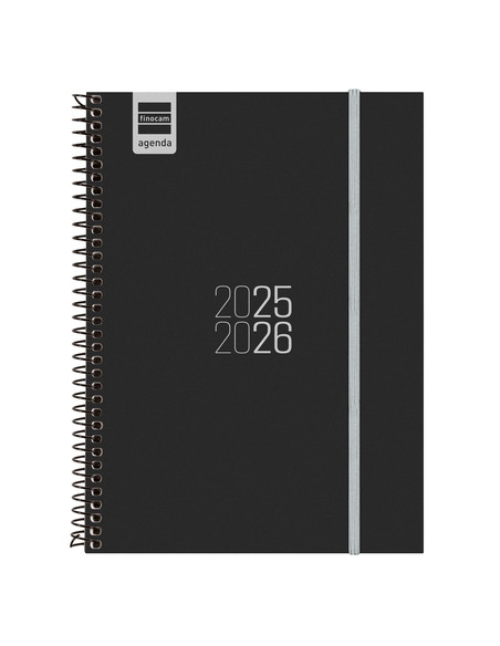 AGENDA ESCOLAR 2025-26 FINOCAM ESPIR ESPIRAL tapa PP SV APAIS E10 155x212 con GOMA NEGRO