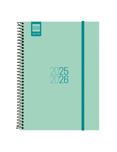 AGENDA ESCOLAR 2025-26 FINOCAM ESPIR ESPIRAL tapa PP SV APAIS E10 155x212 con GOMA TURQUESA