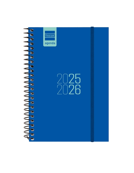 AGENDA ESCOLAR 2025-26 FINOCAM ESPIR ESPIRAL tapa PP SV APAIS E8 120x171 con GOMA AZUL