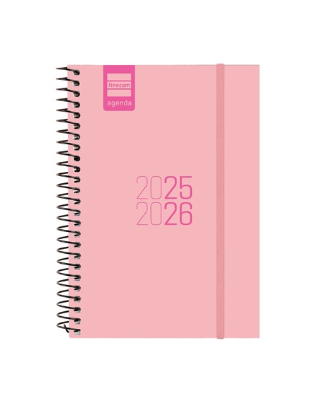 AGENDA ESCOLAR 2025-26 FINOCAM ESPIR ESPIRAL tapa PP SV APAIS E8 120x171 con GOMA ROSA