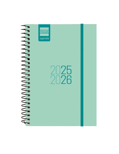 AGENDA ESCOLAR 2025-26 FINOCAM ESPIR ESPIRAL tapa PP SV APAIS E8 120x171 con GOMA TURQUESA