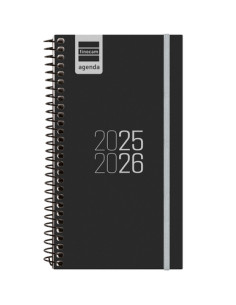 AGENDA ESCOLAR 2025-26 FINOCAM ESPIR ESPIRAL tapa PP SV APAIS E9 94x171 con GOMA NEGRO