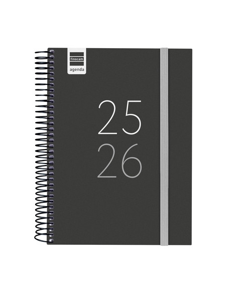 AGENDA ESCOLAR 2025-26 FINOCAM SECUNDARIA ESPIRAL tapa PP DP 4 155x212 con GOMA NEGRO