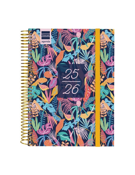 AGENDA ESCOLAR 2025-26 FINOCAM SECUNDARIA ESPIRAL tapa PP DP 4 155x212 con GOMA TROPICAL
