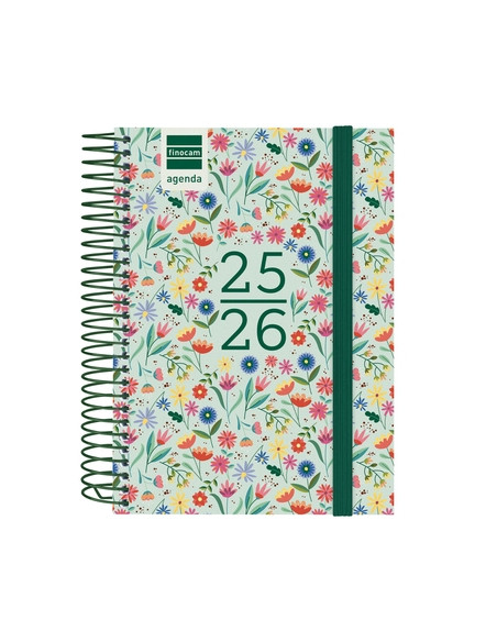 AGENDA ESCOLAR 2025-26 FINOCAM SECUNDARIA ESPIRAL tapa PP DP 8 120x164 con GOMA FIORI