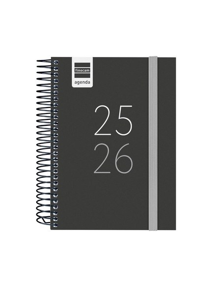 AGENDA ESCOLAR 2025-26 FINOCAM SECUNDARIA ESPIRAL tapa PP DP 8 120x164 con GOMA NEGRO