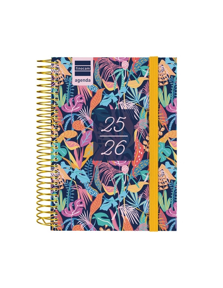 AGENDA ESCOLAR 2025-26 FINOCAM SECUNDARIA ESPIRAL tapa PP DP 8 120x164 con GOMA TROPICAL