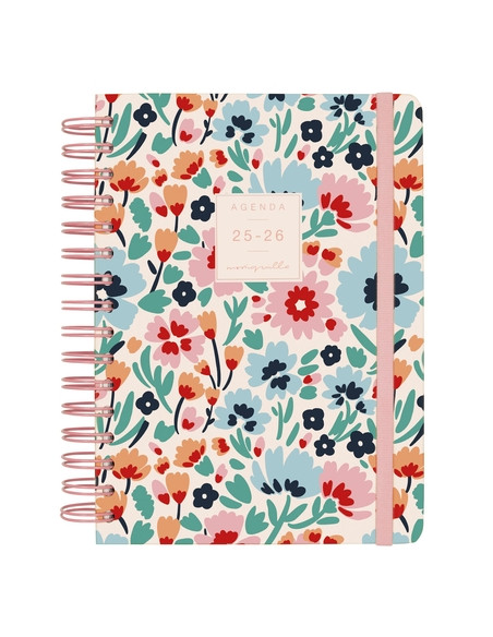 AGENDA ESCOLAR 2025-26 FINOCAM TRENDY MONIQUILLA WIRE-O tapa EXTRADURA DP E10 155x212 con GOMA DALIA