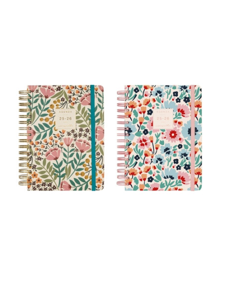 AGENDA ESCOLAR 2025-26 FINOCAM TRENDY MONIQUILLA WIRE-O tapa EXTRADURA E10 155x212 con GOMA SURTIDO PACK DE 4
