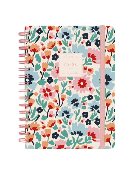 AGENDA ESCOLAR 2025-26 FINOCAM TRENDY MONIQUILLA WIRE-O tapa EXTRADURA SV APAIS E10 155x212 con GOMA DALIA