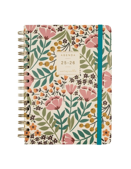 AGENDA ESCOLAR 2025-26 FINOCAM TRENDY MONIQUILLA WIRE-O tapa EXTRADURA SV APAIS E10 155x212 con GOMA JARDIN