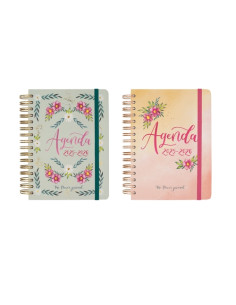AGENDA ESCOLAR 2025-26 FINOCAM TRENDY THE FLOWER JOURNAL WIRE-O tapa EXTRADURA E10 155x212 con GOMA PACK de 4