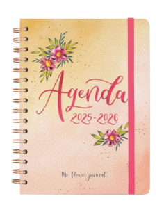 FINOCAM AGENDA THE FLOWER JOURNAL ESPIRAL DOBLE E10 - 155X212MM SVH TAPA DURA ROSA 2025-2026