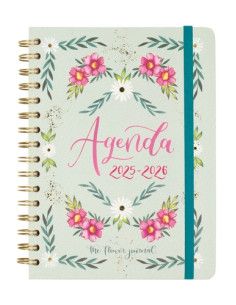 FINOCAM AGENDA THE FLOWER JOURNAL ESPIRAL DOBLE E10 - 155X212MM SVH TAPA DURA VERDE 2025-2026