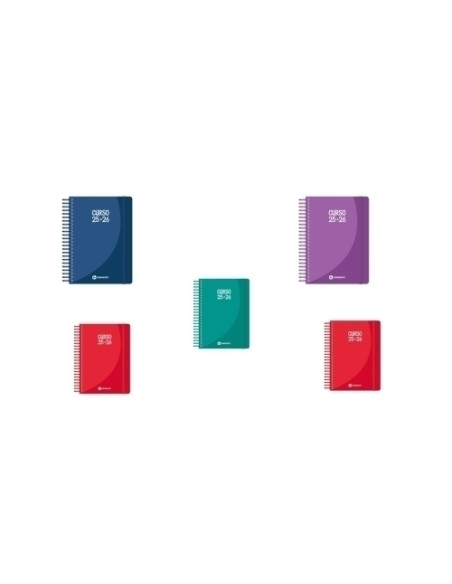 AGENDA ESCOLAR 2025-26 GRAFOPLAS CENTAURO ESPIRAL tapa EXTRA con GOMA A6 DP SURTIDO PACK DE 5