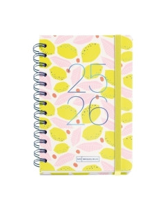 AGENDA ESCOLAR 2025-26 MIQUELRIUS ACADEMY WIRE-O tapa EXTRA con GOMA ACTIVA 123x178 SV APAIS LIMONADA