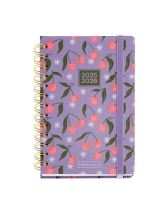 AGENDA ESCOLAR 2025-26 MIQUELRIUS ACADEMY WIRE-O tapa EXTRA con GOMA ACTIVA 1255x178 DP GROSELLAS