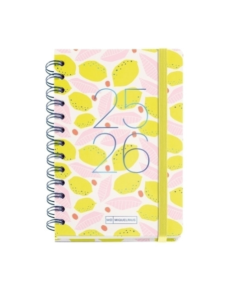 AGENDA ESCOLAR 2025-26 MIQUELRIUS ACADEMY WIRE-O tapa EXTRA con GOMA ACTIVA 1255x178 DP LIMONADA