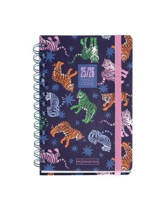 AGENDA ESCOLAR 2025-26 MIQUELRIUS ACADEMY WIRE-O tapa EXTRA con GOMA ACTIVA 1255x178 DP TIGRES